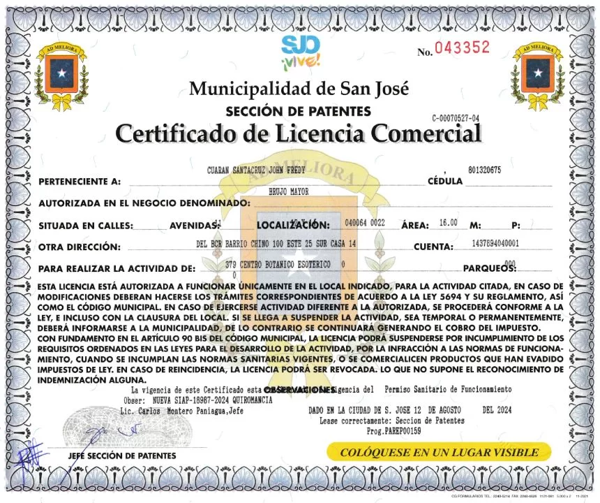 Certificado comercial