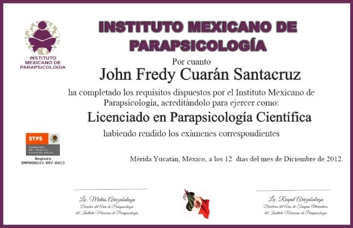 Diploma de parapsicología